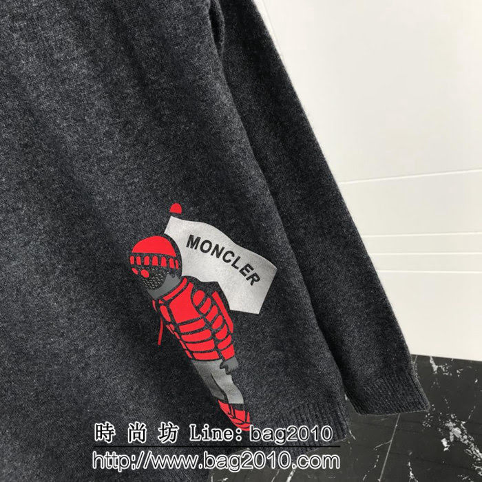 MONCLER蒙口 18ss秋冬新款 滑雪主題圖案 高領 灰色貂絨 男款羊毛衫 ydi1956